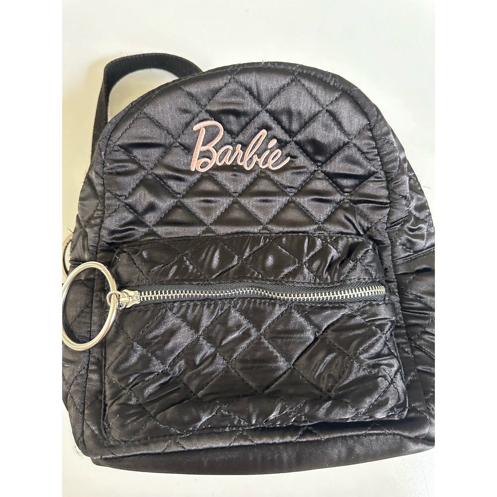 Missguided x Barbie Black Satin Backpack - Picture 12 of 13